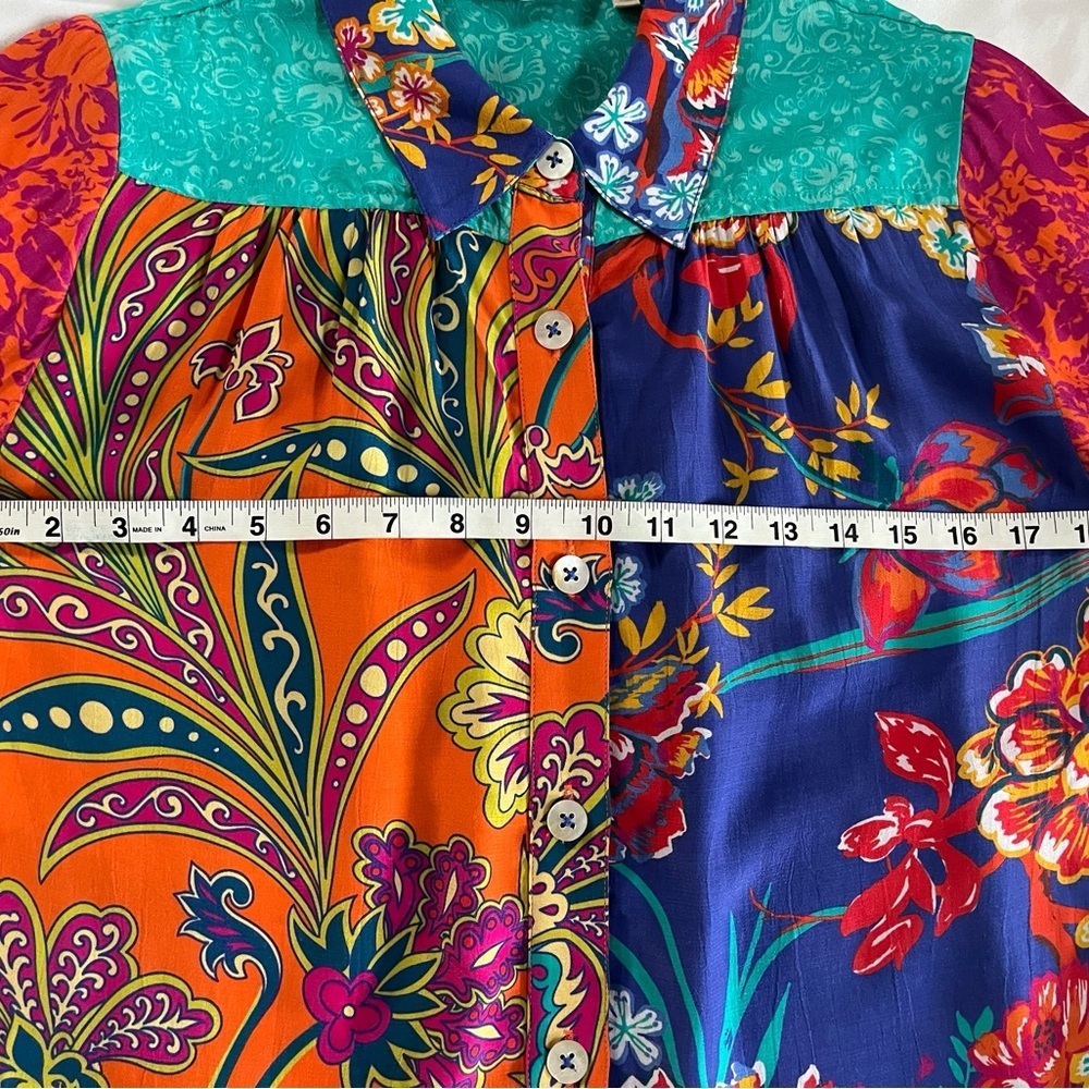 Soft Surroundings Hermosa Tunic Button Up Colorful Embroidered Floral Shirt Sz S - Picture 9 of 13